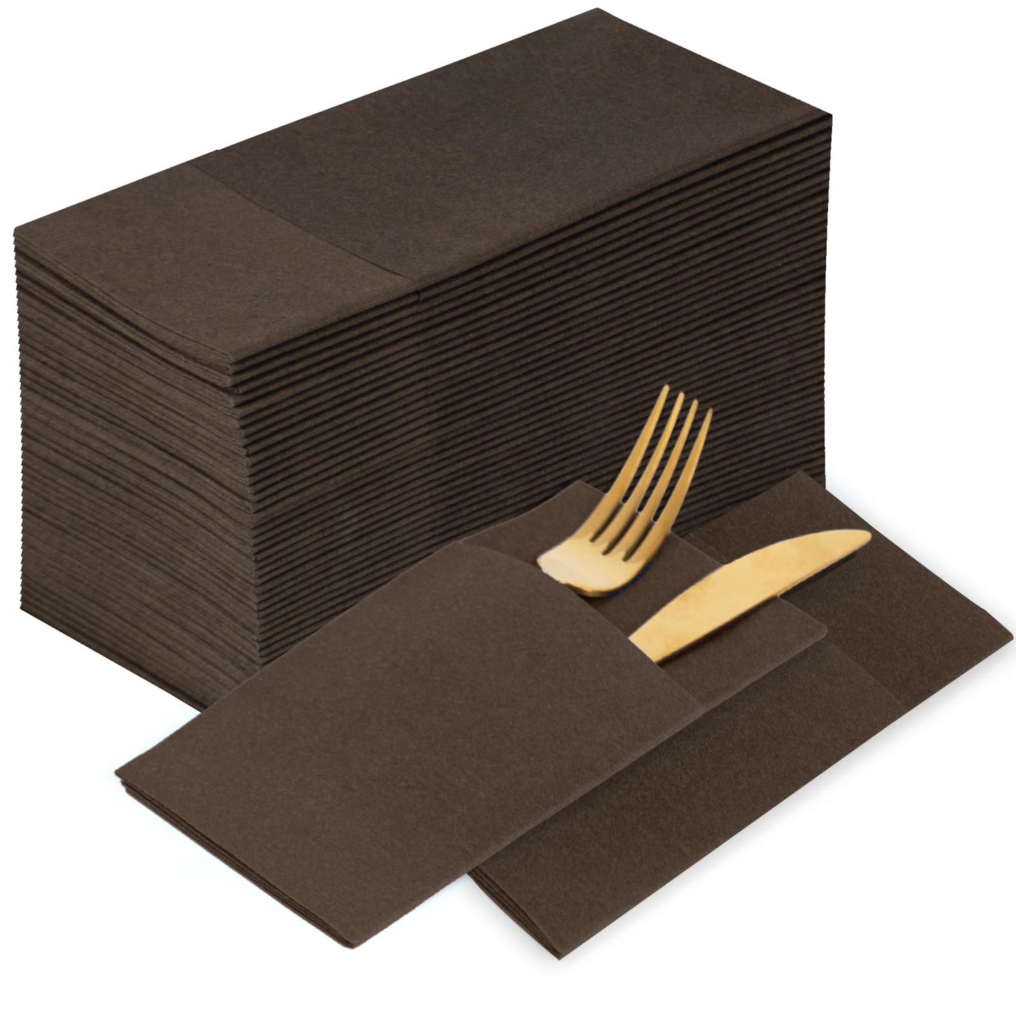 Solid Color Pocket Napkins – 50-Pack Linen-Like Paper Napkins with Silverware Pocket | Soft, Absorbent & Elegant for Dining, Weddings, and Events - Matcha Green