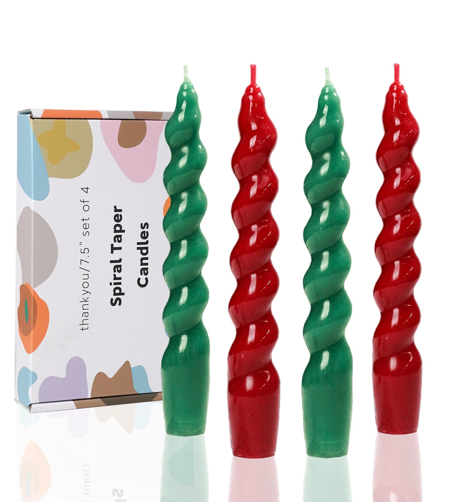 Handmade Spiral Taper Candles – 10" Unscented, Dripless (Set of 4)