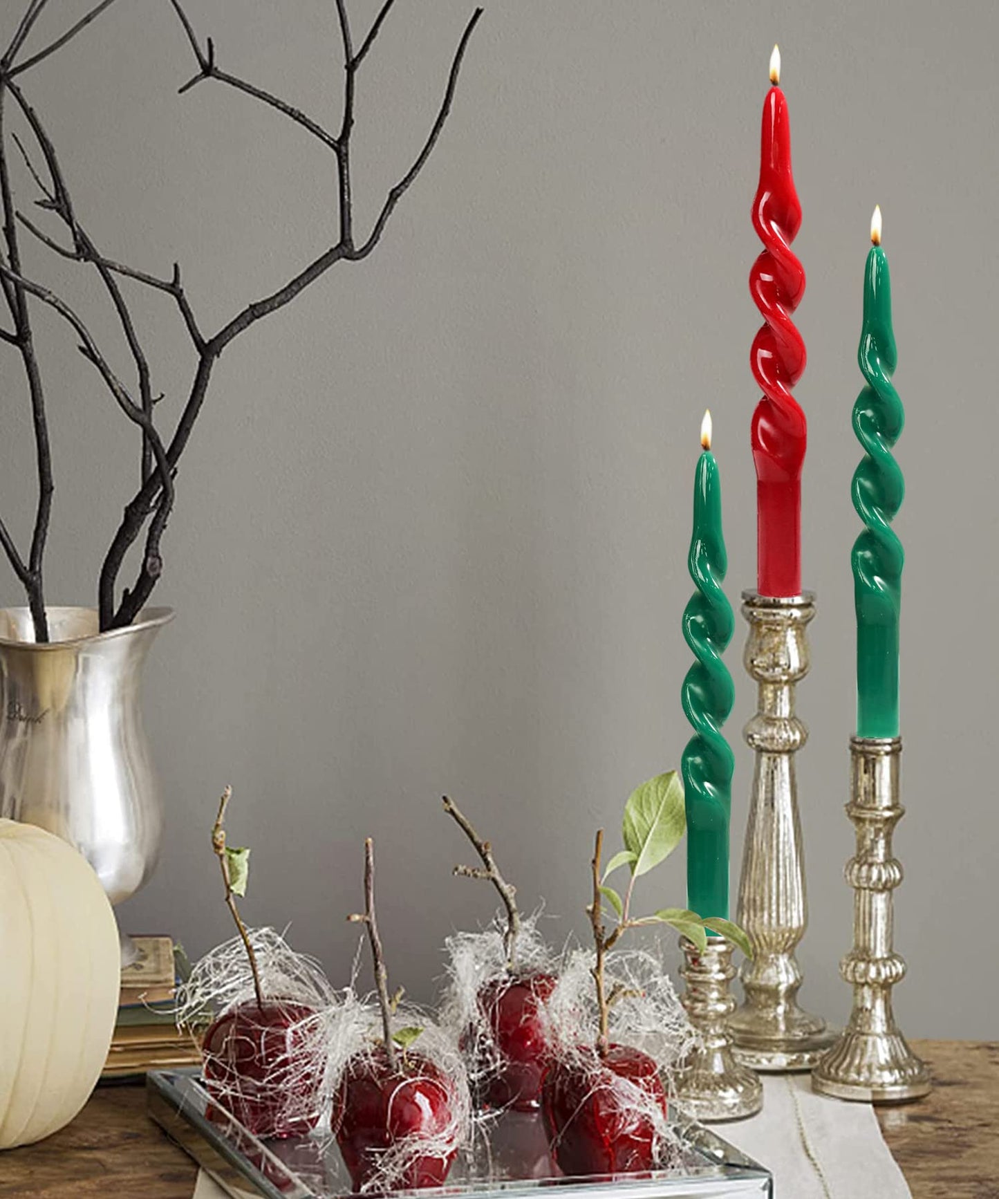 Handmade Spiral Taper Candles – 10" Unscented, Dripless (Set of 4)