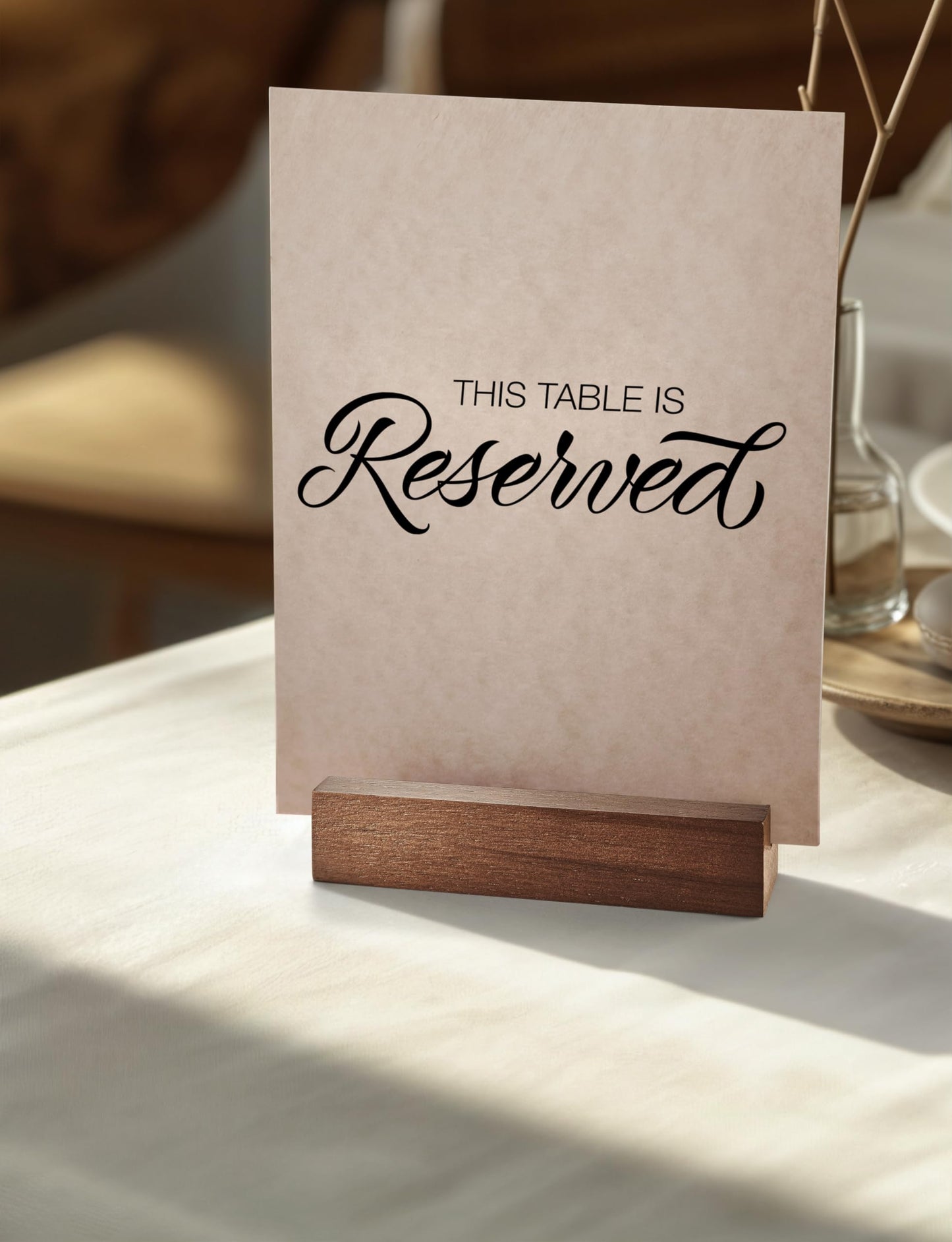 Natural Oak Wood Place Card Holders – Rustic Tabletop Name Holders for Weddings, Events, Parties, Menus & Number Signs