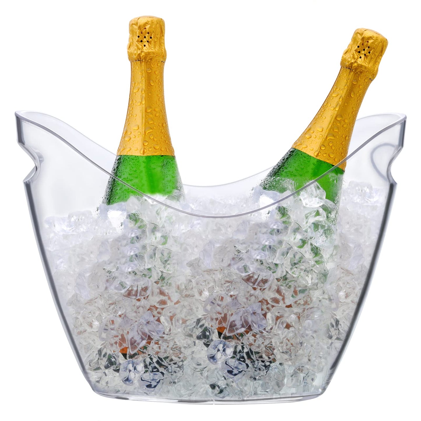 Clear Plastic Ice Bucket with Handles β 4L Drink Tub for Wine, Champagne & Beer β Lightweight, Leak-Proof & Easy to Clean