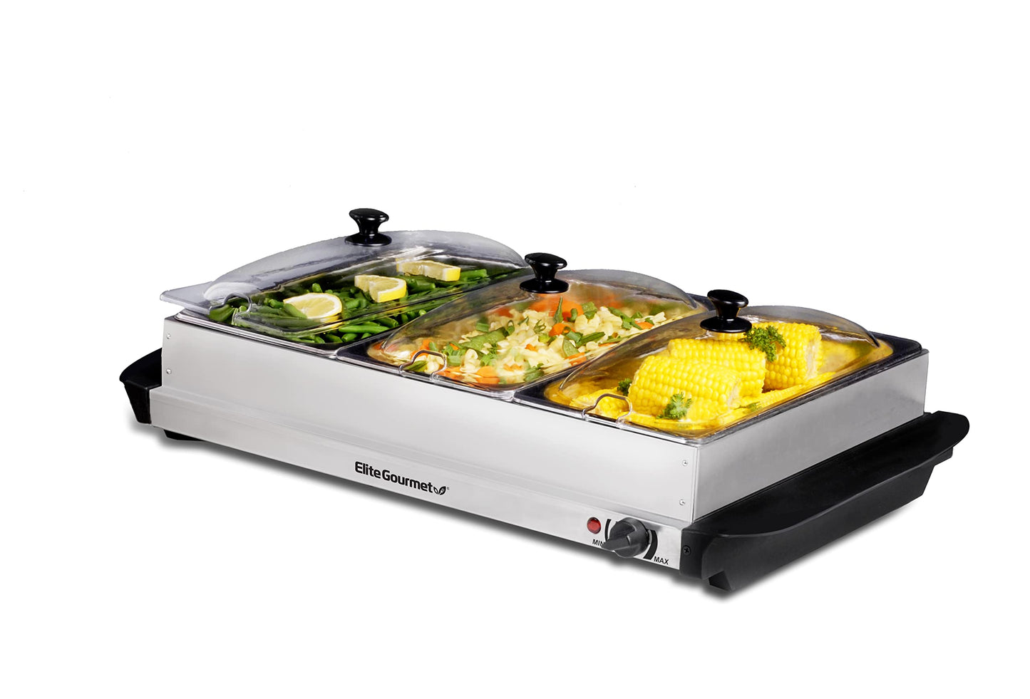 Electric Buffet Food Warmer with 3 Stainless Steel Trays & Dome Lids - Portable Warming Tray for Parties & Events