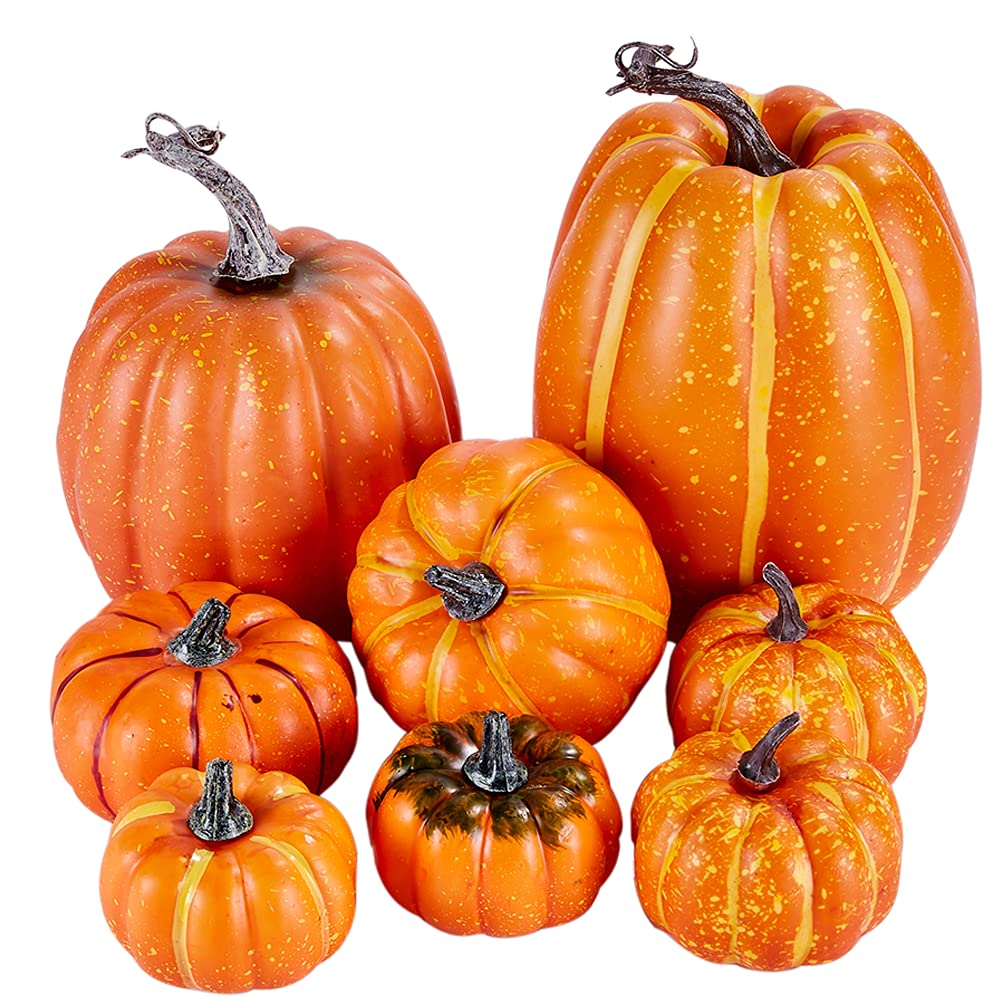 White & Gold Artificial Harvest Pumpkins – 16-Piece Fall Décor Set