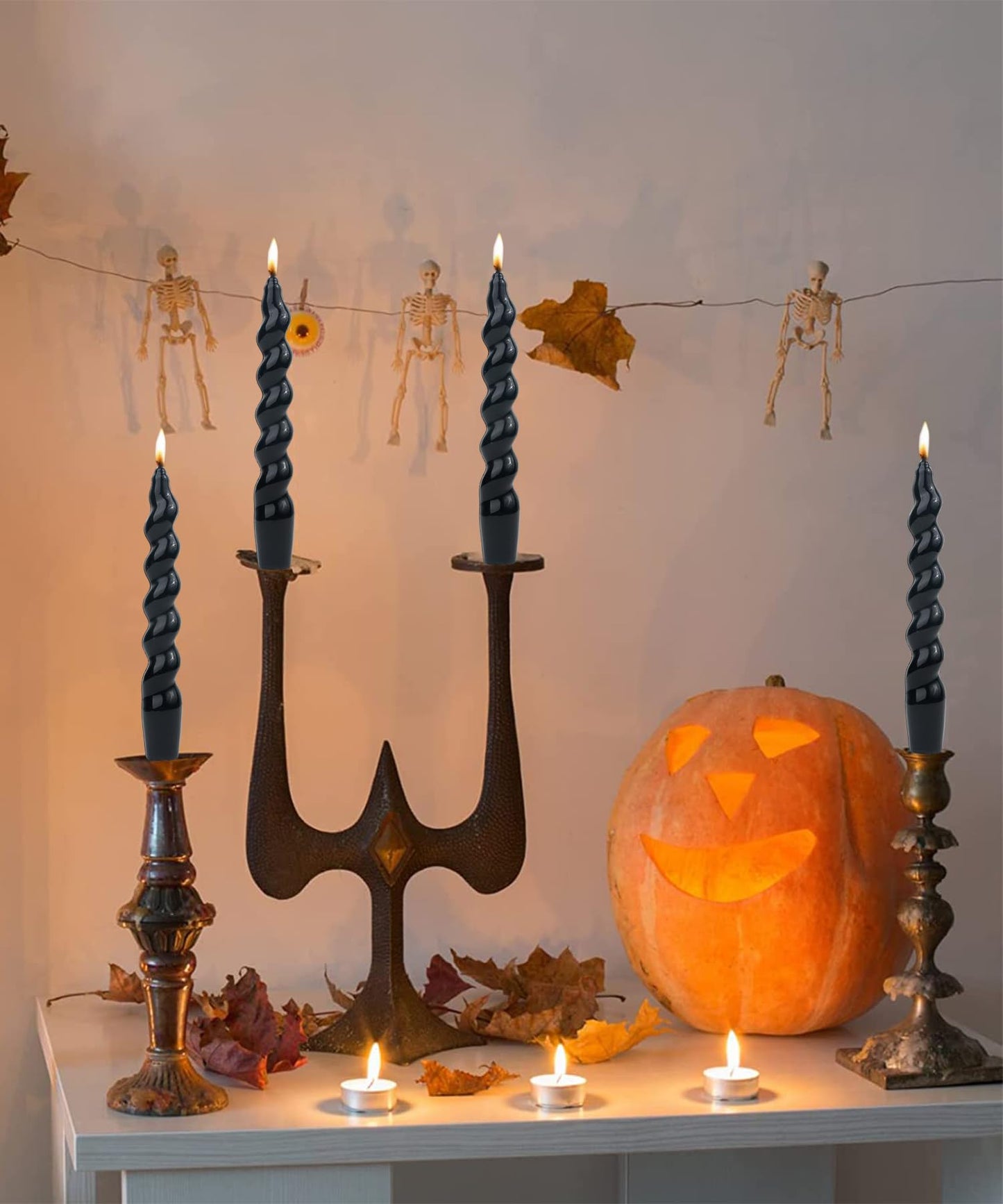 Handmade Spiral Taper Candles – 10" Unscented, Dripless (Set of 4)