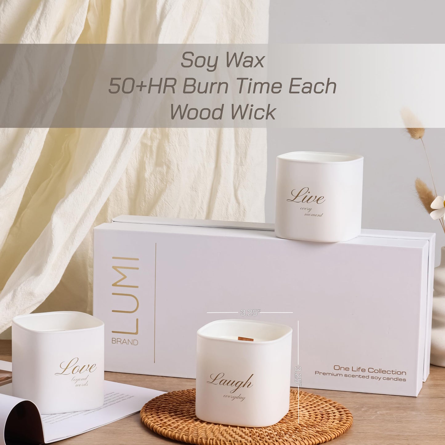 Luxury Scented Soy Candle Set – Canadian Cedar, Black Amber & Sandalwood (3-Pack)