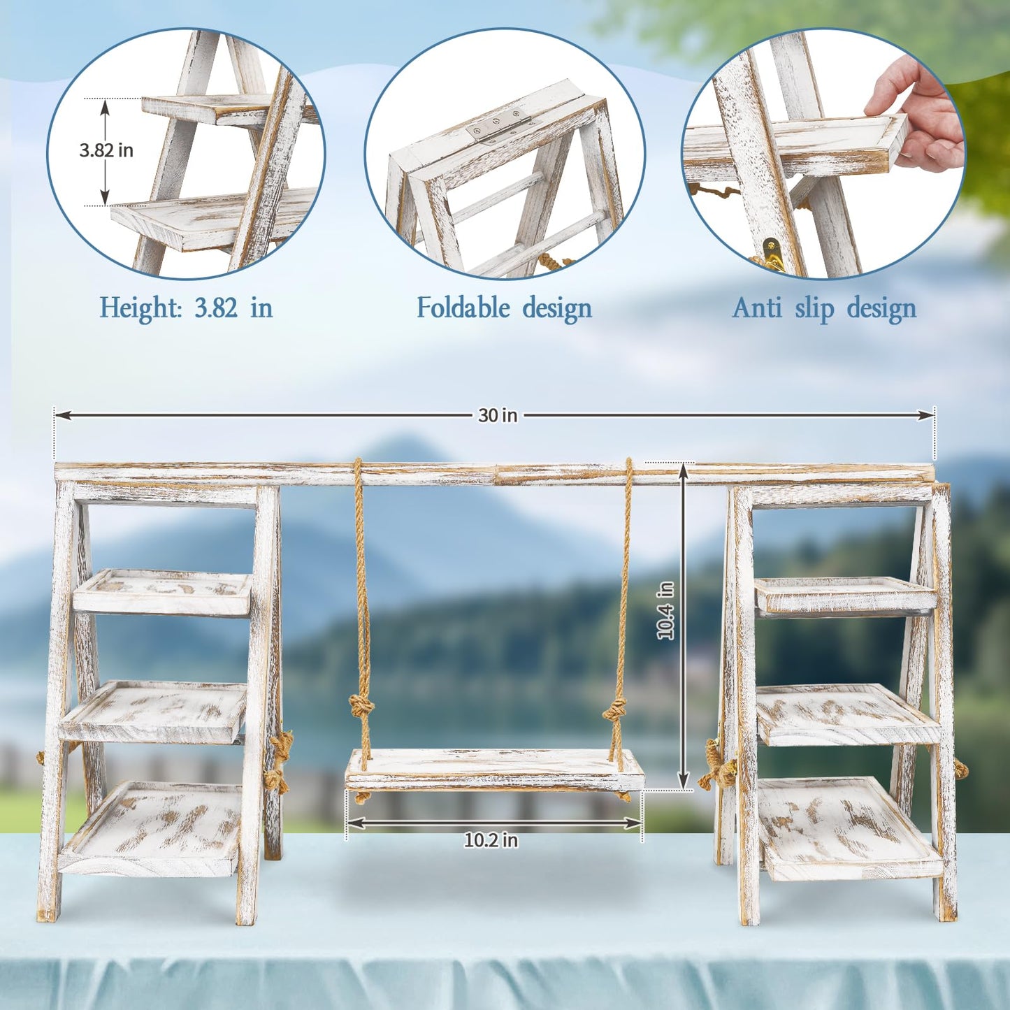 Rustic 3-Tier Wooden Cupcake Stand – Paulownia Wood Dessert Display Tower for Parties, Weddings, Events & Home Entertaining