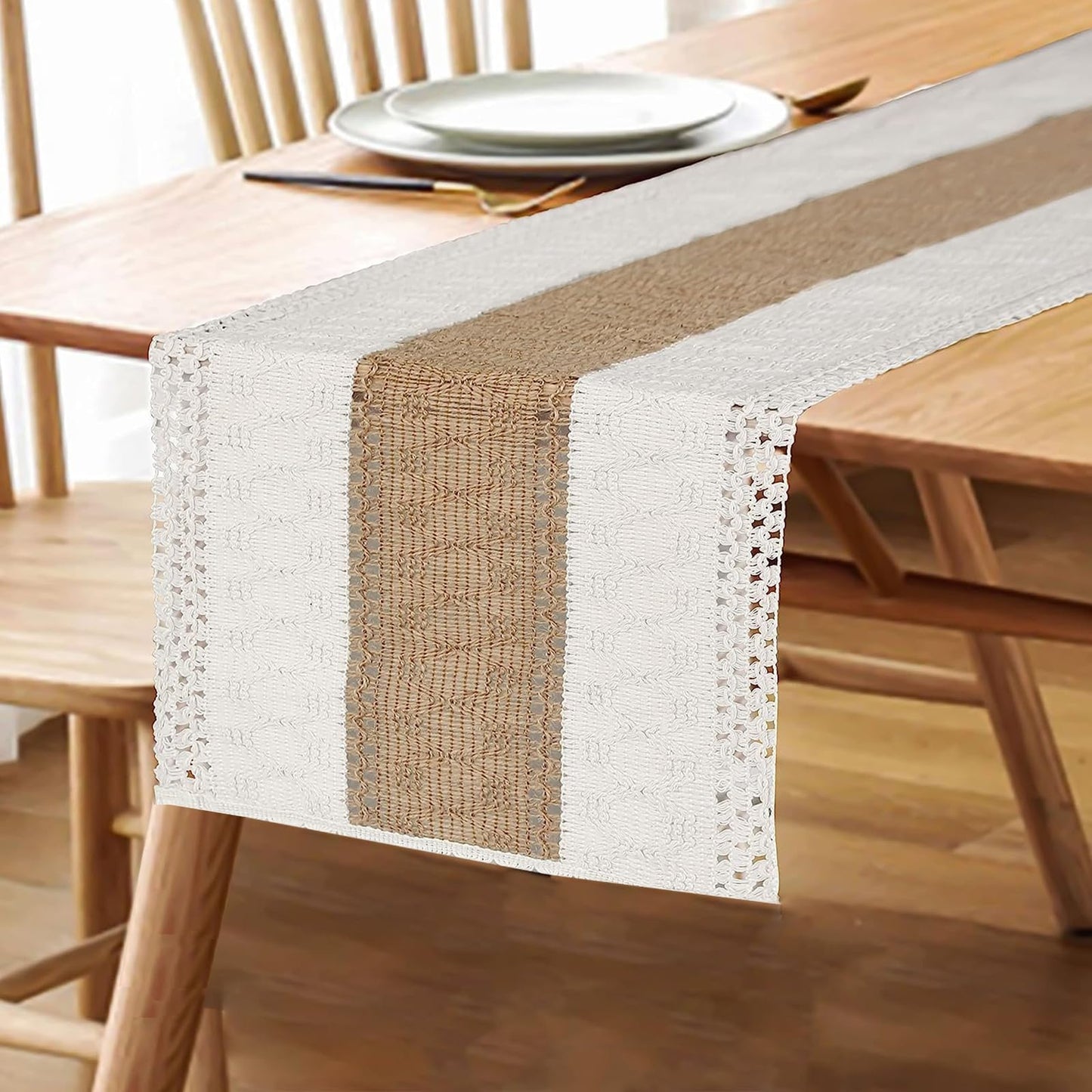 Boho Macrame Table Runner - Rustic Farmhouse Decor for Dining, Events & Holidays