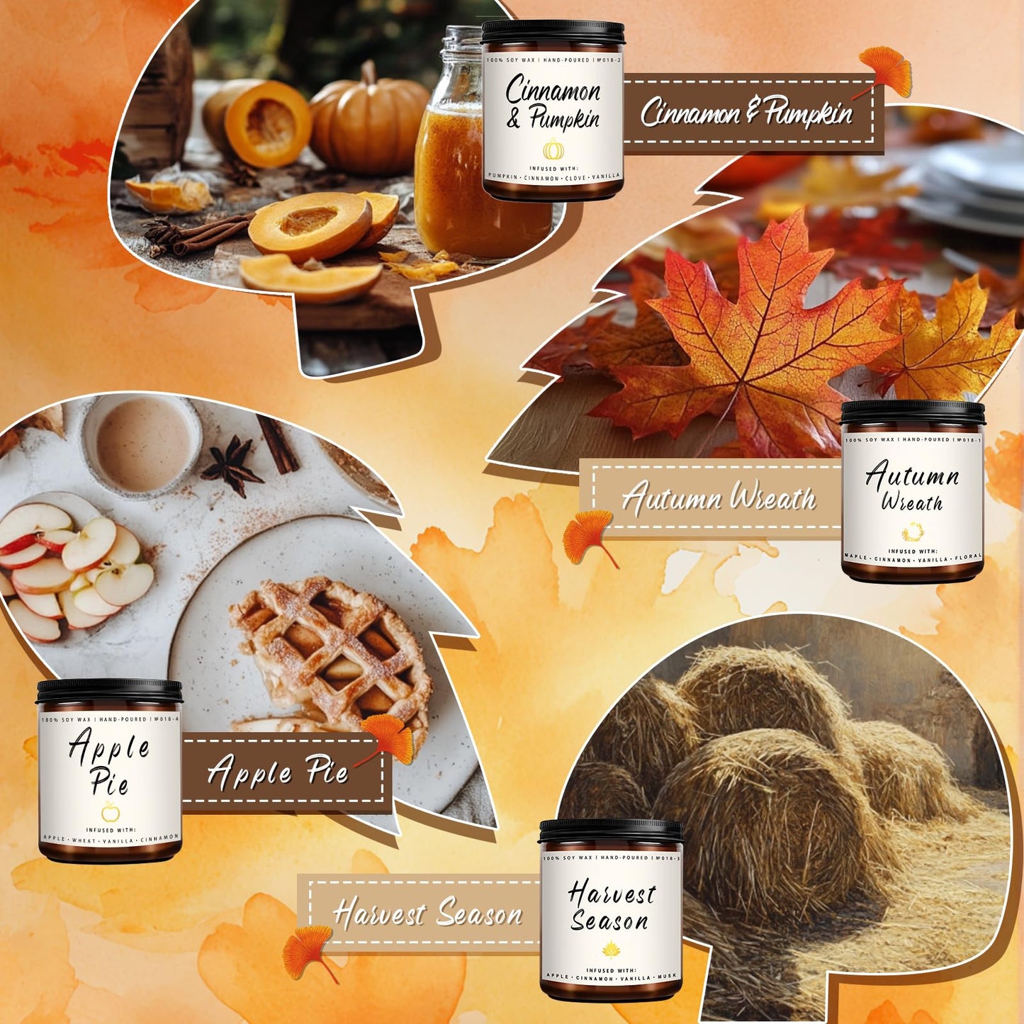 Autumn Scented Candle Collection – Seasonal Scents for Cozy, Holiday Ambience