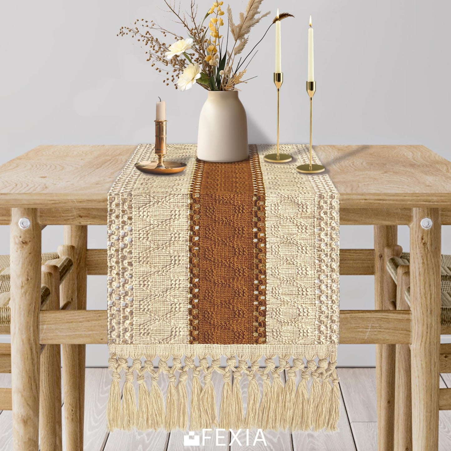Boho Macrame Table Runner - Rustic Farmhouse Decor for Dining, Events & Holidays