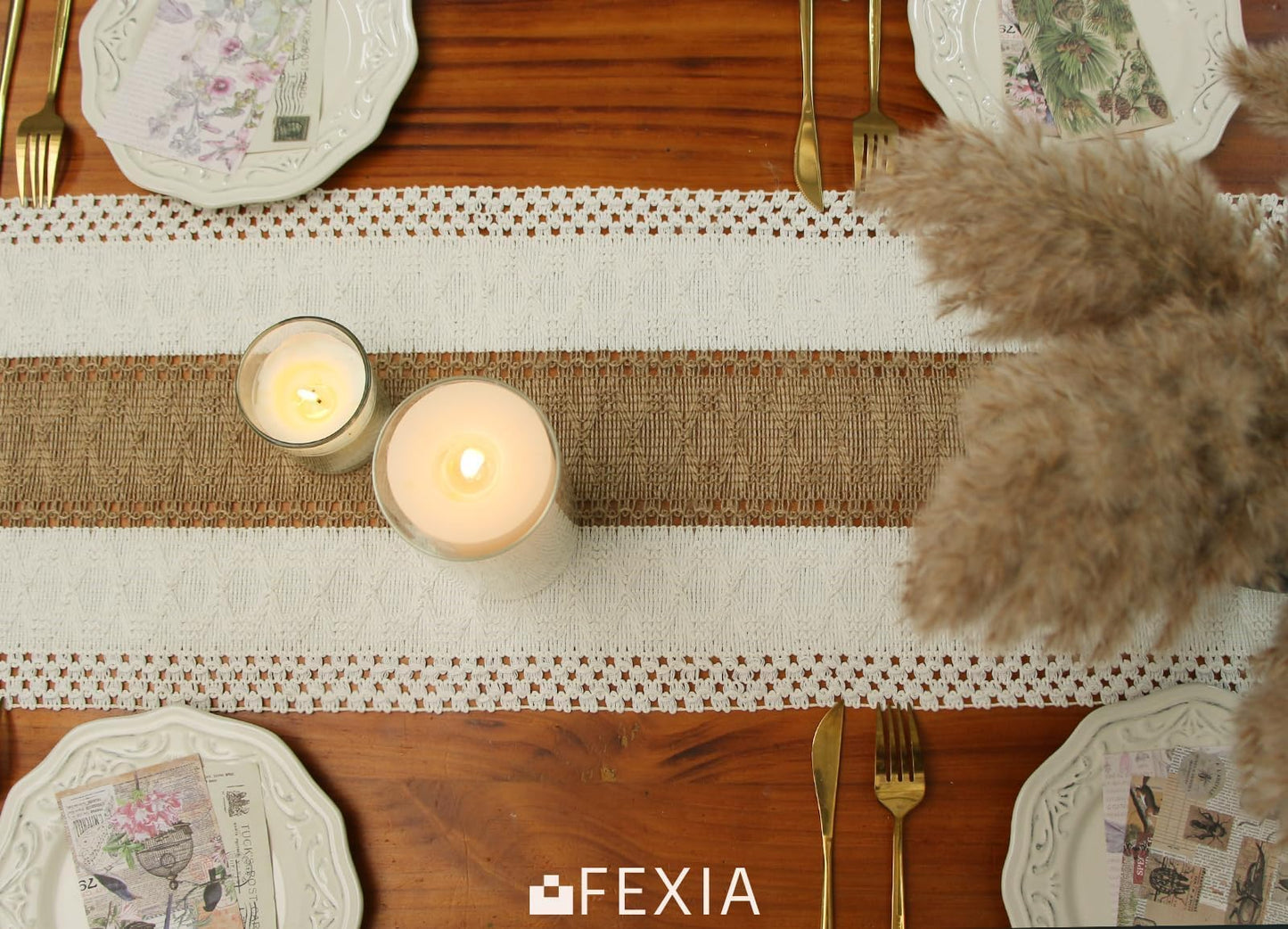 Boho Macrame Table Runner - Rustic Farmhouse Decor for Dining, Events & Holidays