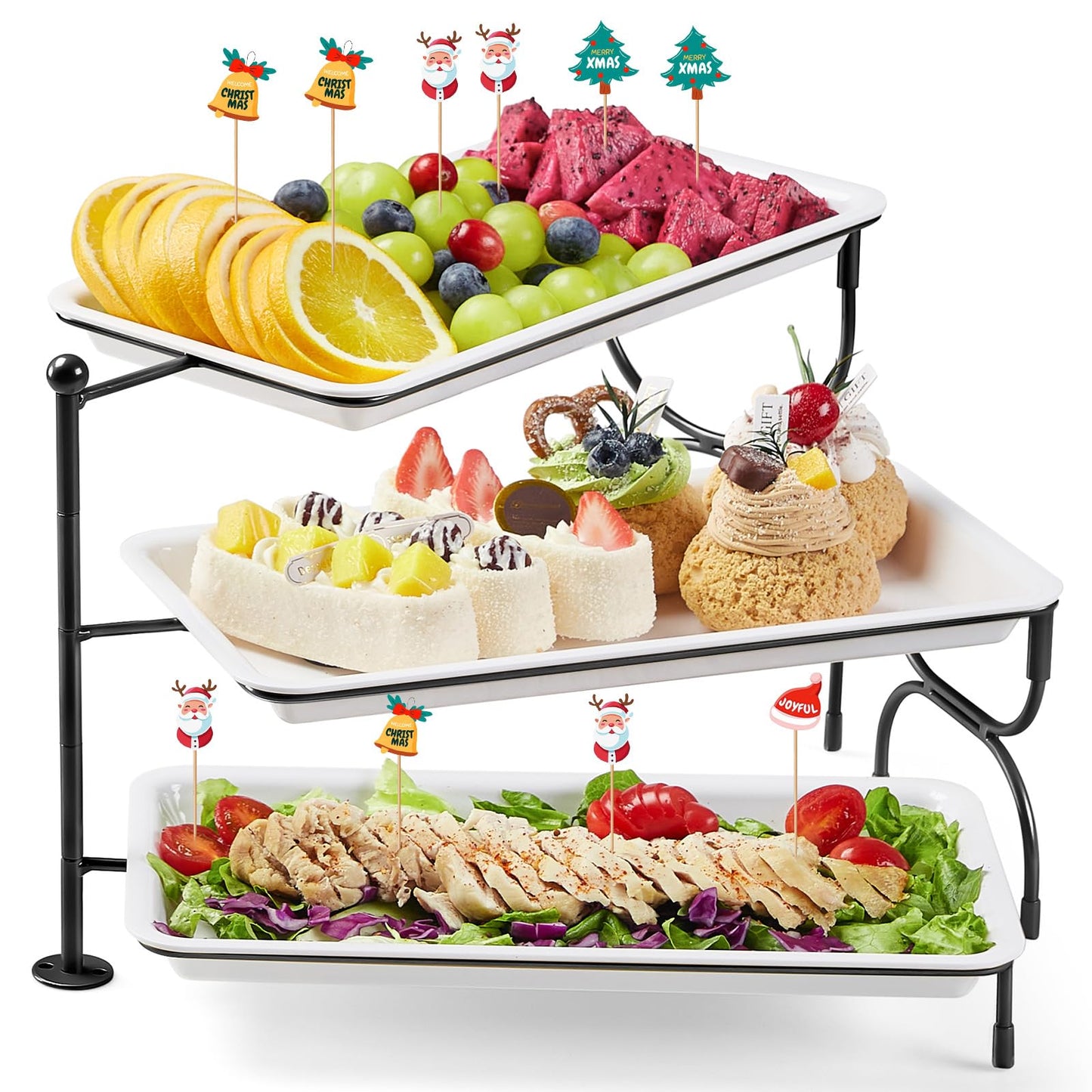 Clear Plastic Serving Tray – BPA-Free Shatterproof PET Dessert Stand for Parties, Weddings & Events | Space-Saving Display with Non-Slip Base