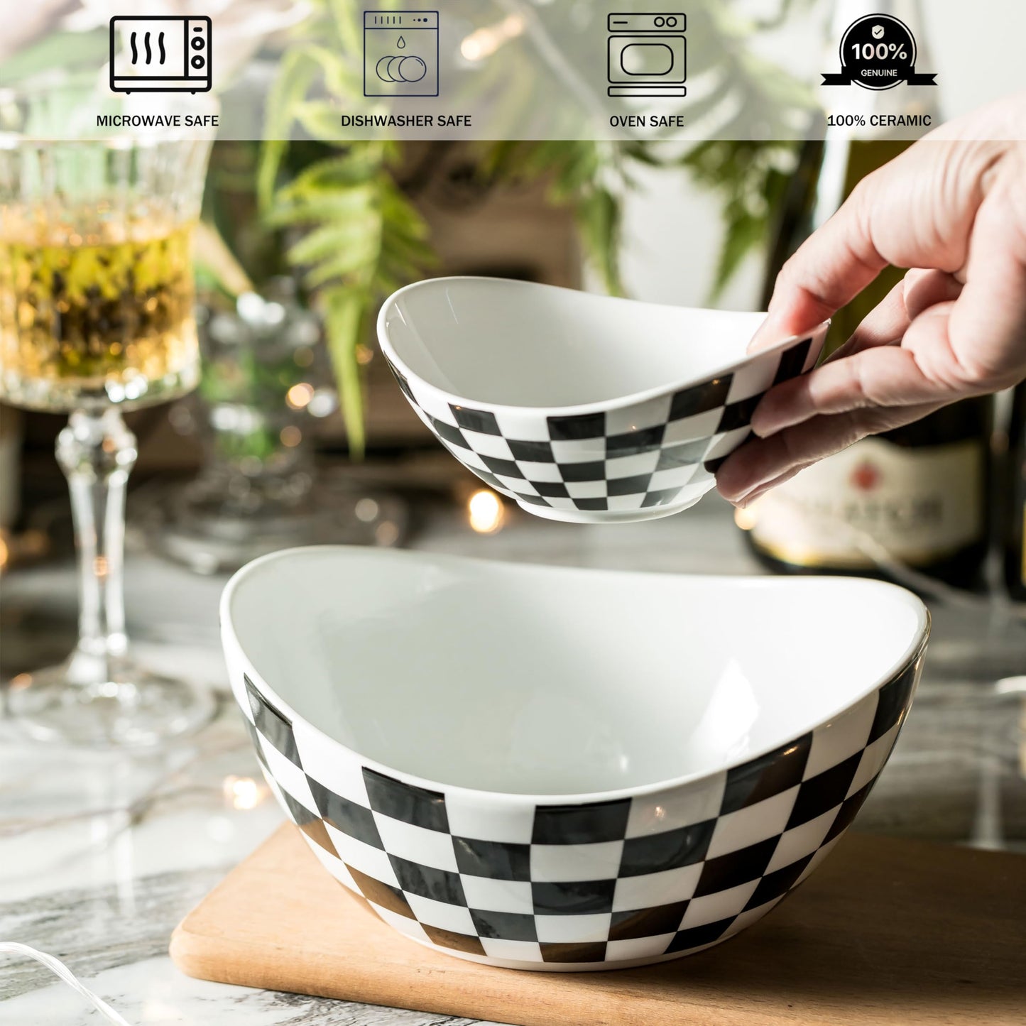 2-Tier Ceramic Chip and Dip Serving Set with Metal Stand – Divided White Glazed Bowls for Sauces, Snacks, and Appetizers
