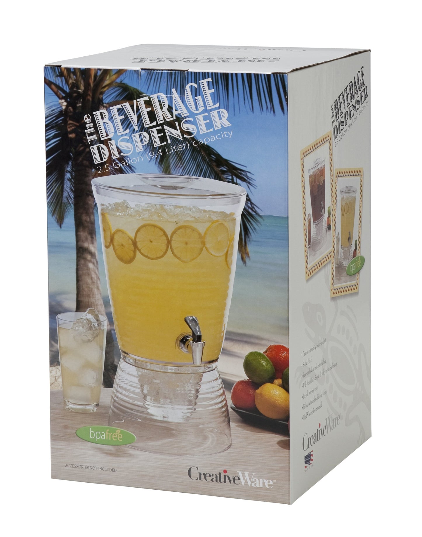 Acrylic Beverage Dispenser with Ice Core & No-Drip Spigot – BPA-Free, Break-Resistant – Made in USA – Ideal for Parties, Events & Home Use