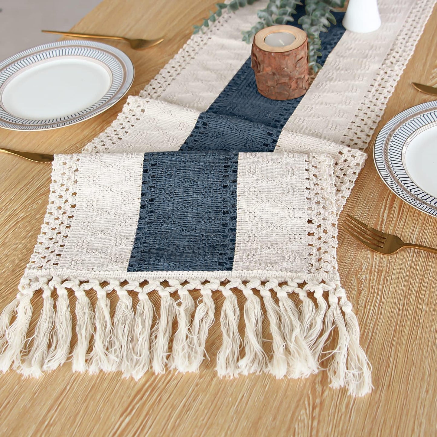Boho Macrame Table Runner - Rustic Farmhouse Decor for Dining, Events & Holidays