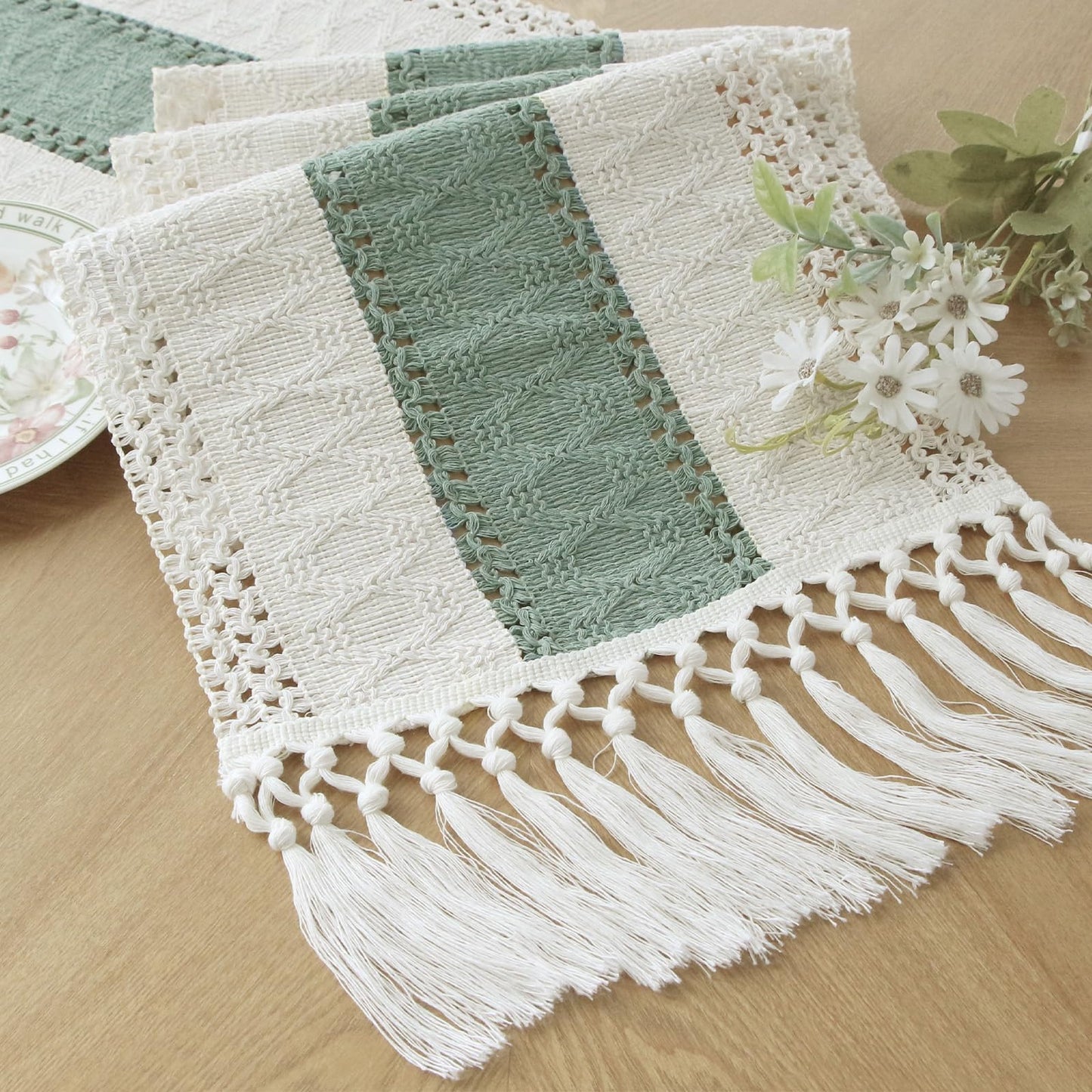 Boho Macrame Table Runner - Rustic Farmhouse Decor for Dining, Events & Holidays