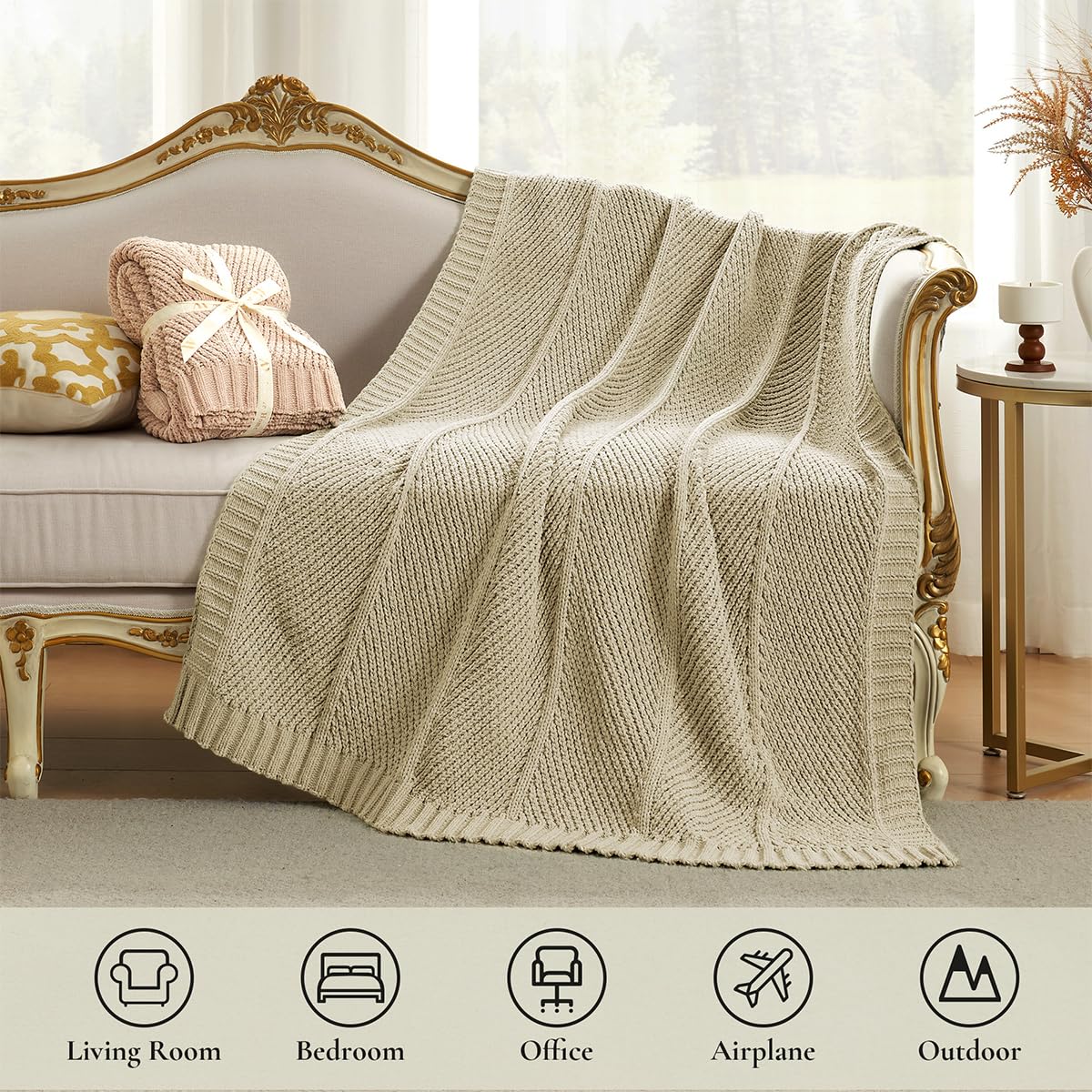 Home Chunky Knit Throw Blanket
