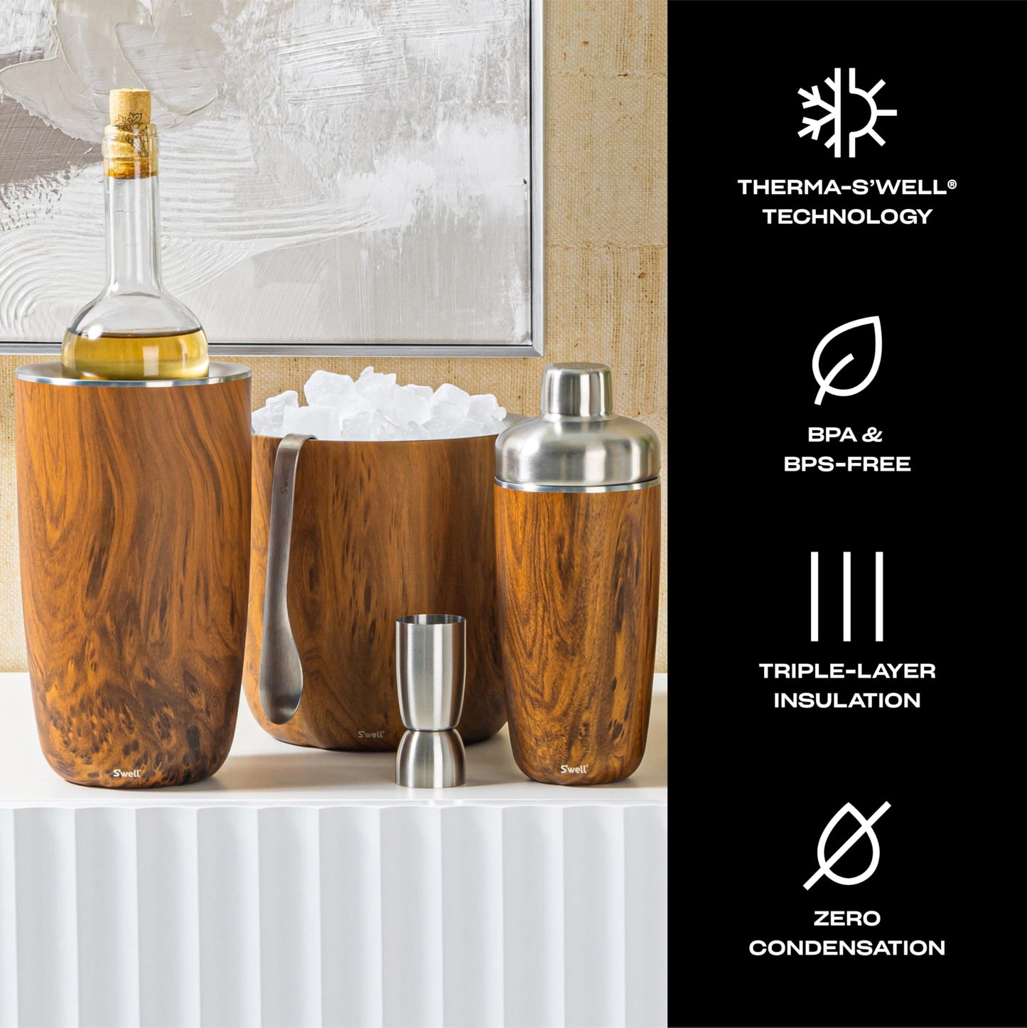 AestheticTriple-Layered Ice Bucket with Tongs – Vacuum-Insulated, Stainless Steel, Condensation-Free