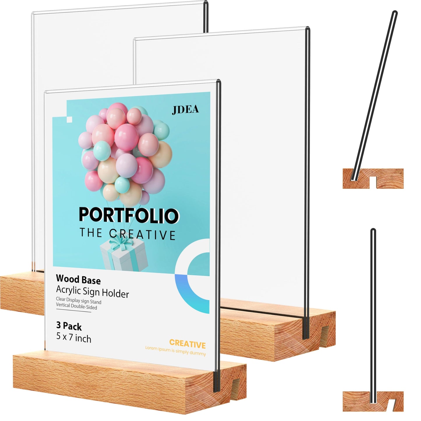 Beech Wood Acrylic Sign Holder – Double-Sided Slotted Display Stand for Menus, Signs, Promotions | Clear Acrylic Tabletop Signage