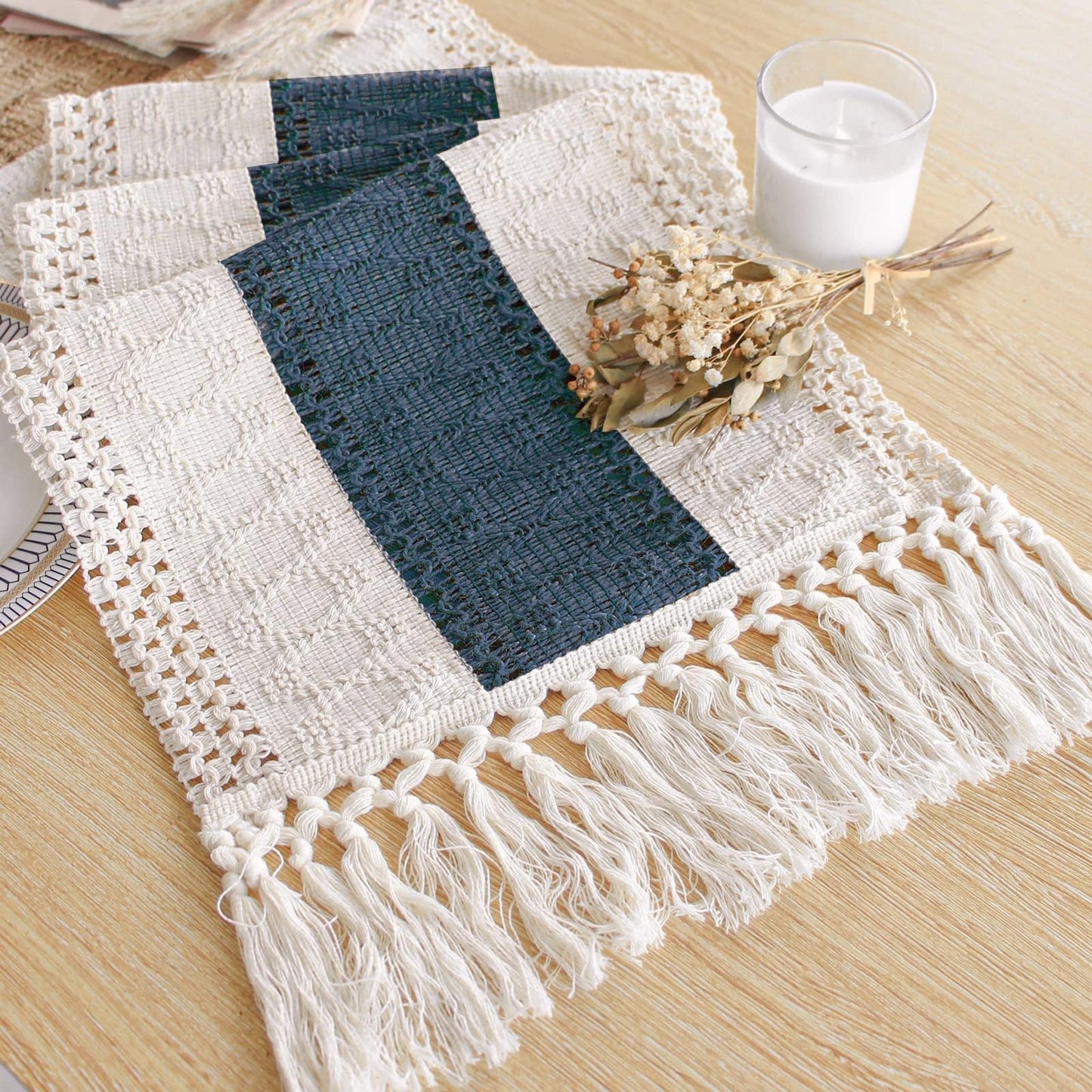 Boho Macrame Table Runner - Rustic Farmhouse Decor for Dining, Events & Holidays