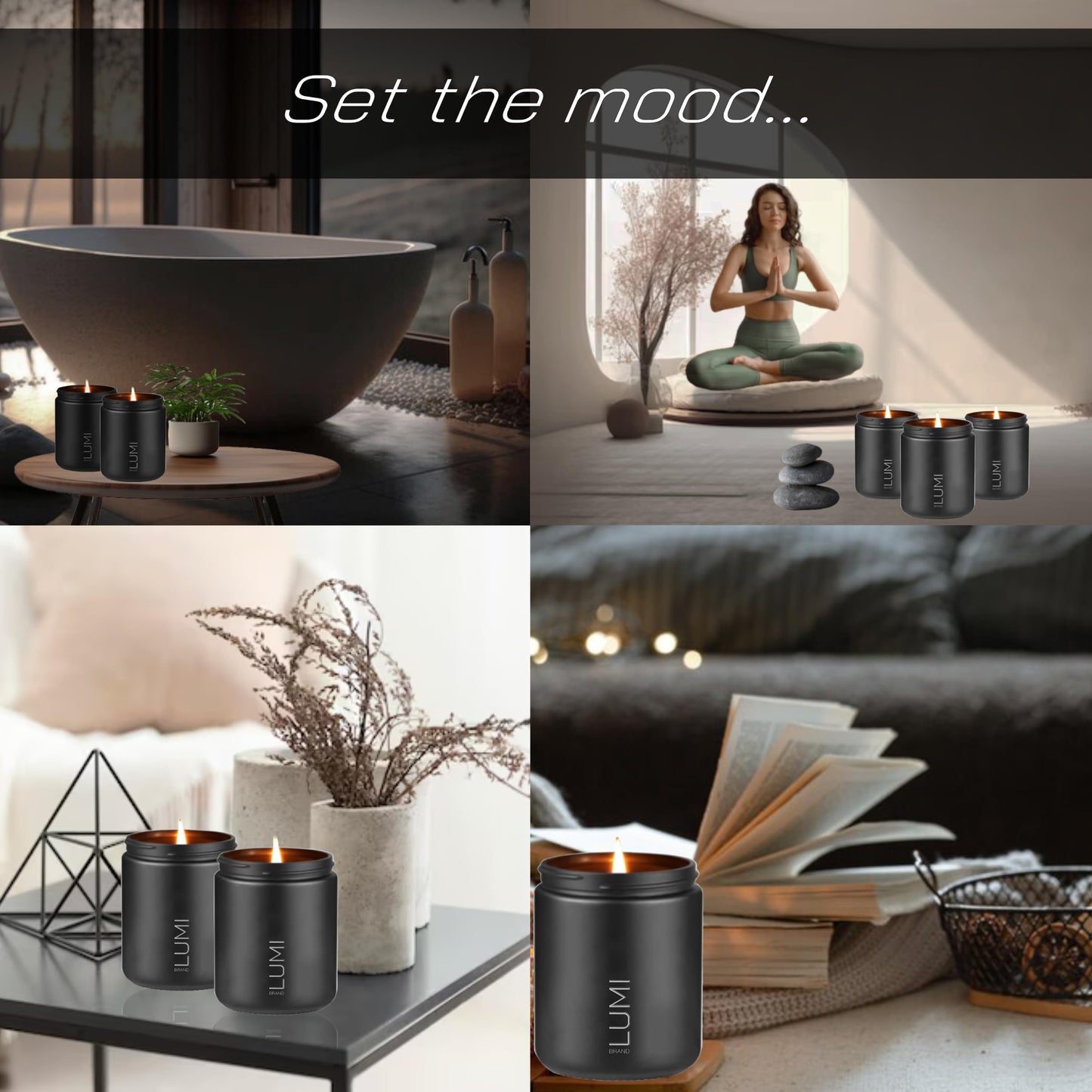Luxury Scented Soy Candle Set – Canadian Cedar, Black Amber & Sandalwood (3-Pack)