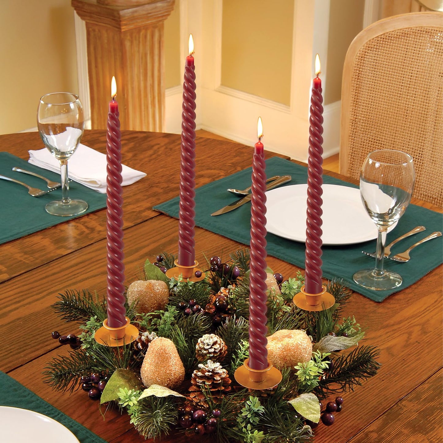 Black Spiral Taper Candles – Set of 8 Handmade Unscented Twist Candlesticks