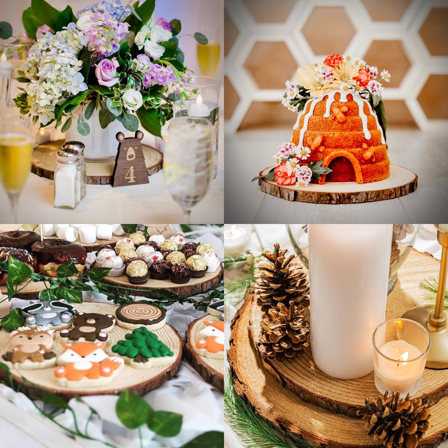 Rustic Centerpiece Rounds for Weddings, Crafts & Home Décor | Kiln-Dried, Sustainable Wood (6 or 10 Pack)