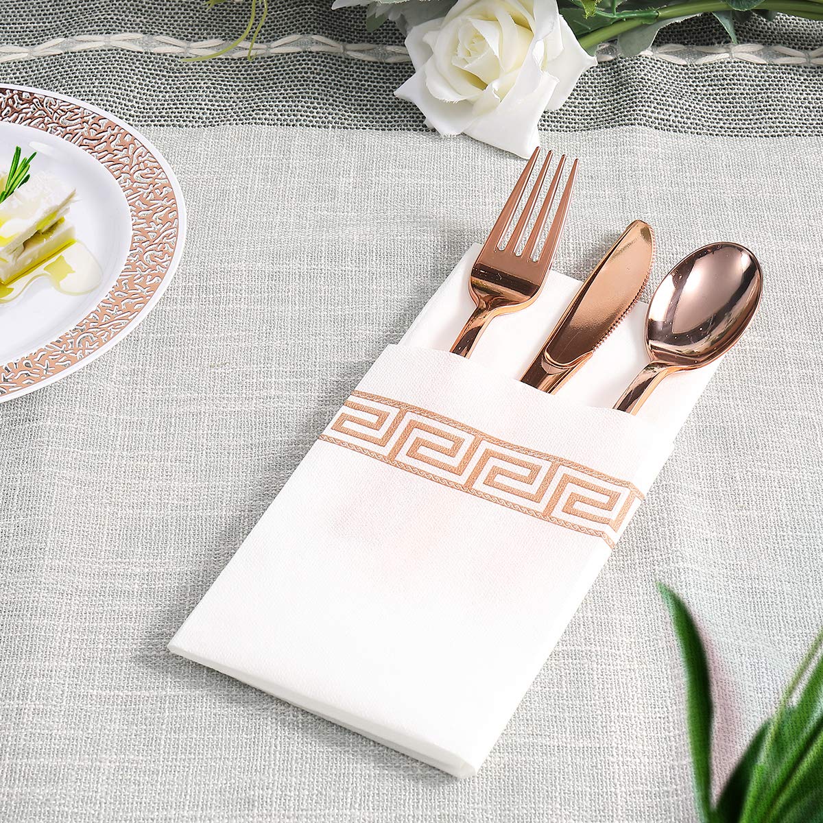 Decorative Disposable Guest Towels – Cloth-Like Paper Napkins with Patterns | Soft, Absorbent & Elegant for Bathroom, Dining & Events - 200 Pack