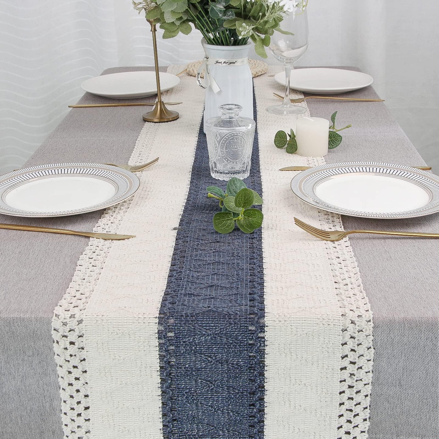 Boho Macrame Table Runner - Rustic Farmhouse Decor for Dining, Events & Holidays