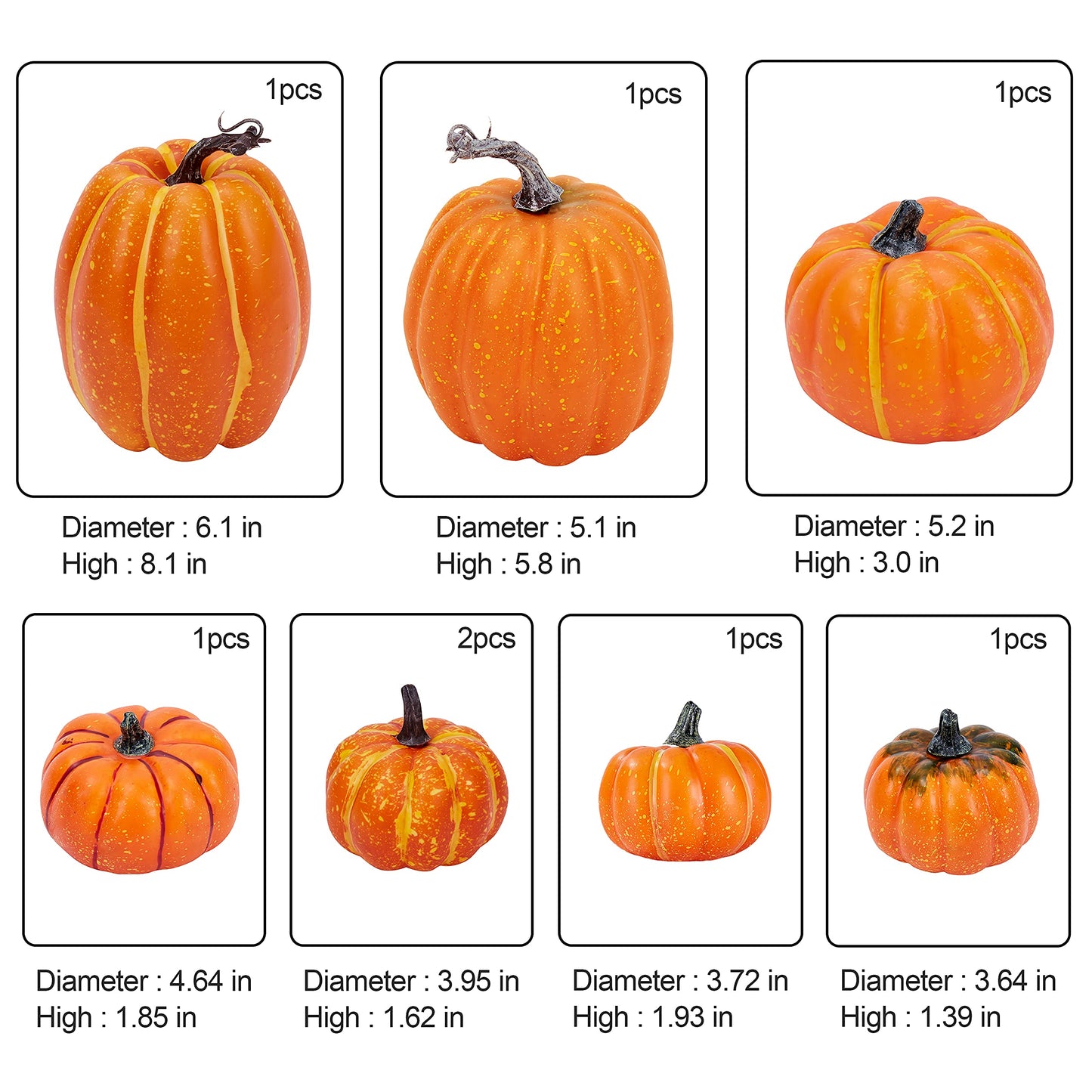 White & Gold Artificial Harvest Pumpkins – 16-Piece Fall Décor Set