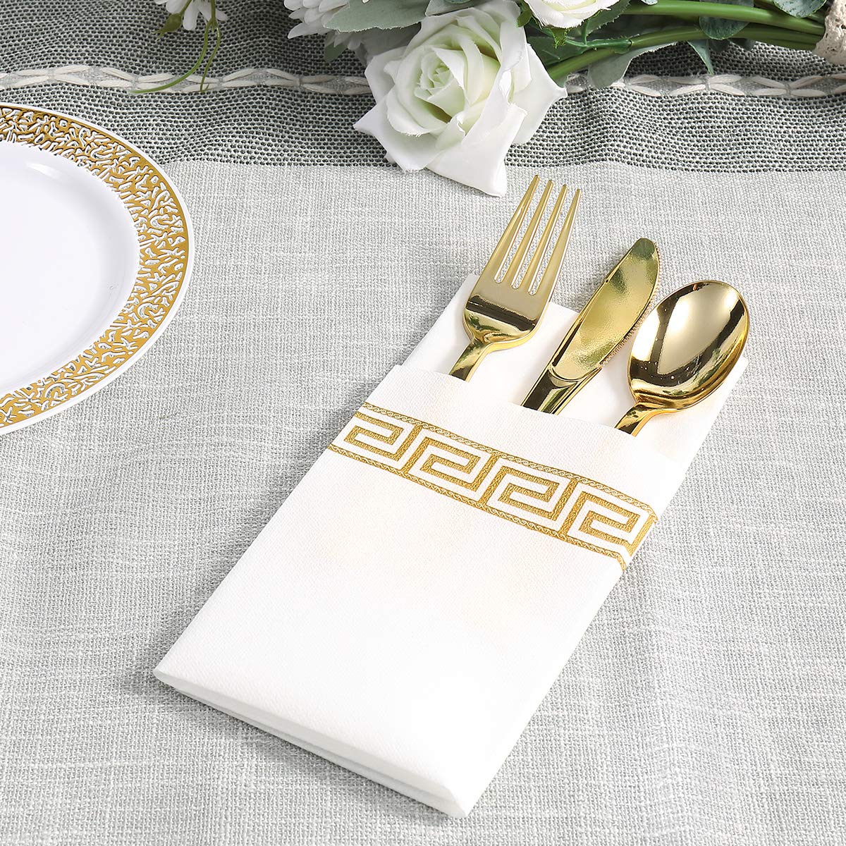 Decorative Disposable Guest Towels – Cloth-Like Paper Napkins with Patterns | Soft, Absorbent & Elegant for Bathroom, Dining & Events - 200 Pack