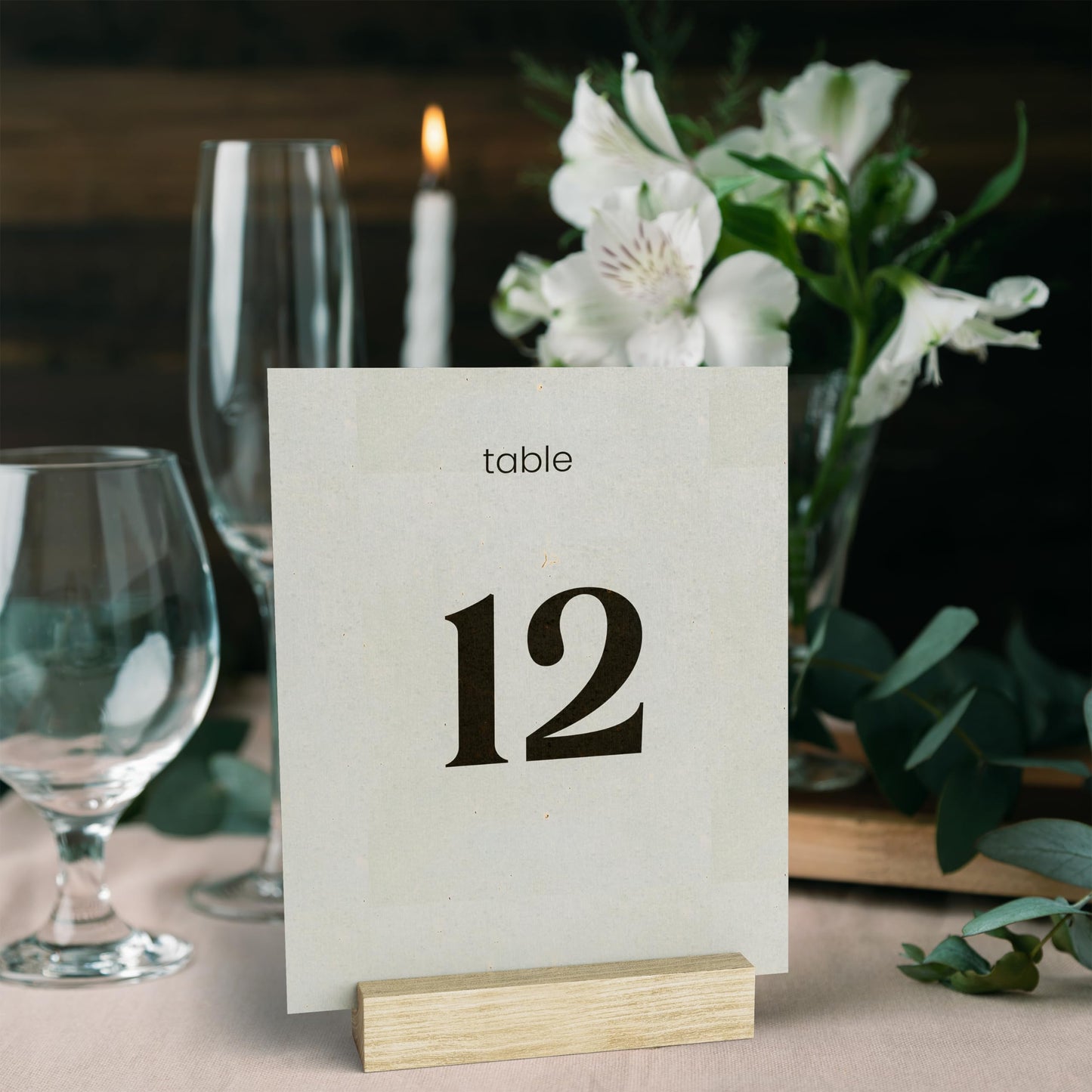 Natural Oak Wood Place Card Holders – Rustic Tabletop Name Holders for Weddings, Events, Parties, Menus & Number Signs
