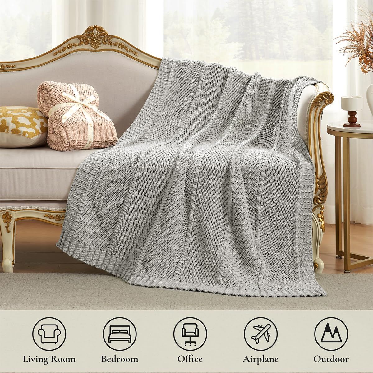 Home Chunky Knit Throw Blanket