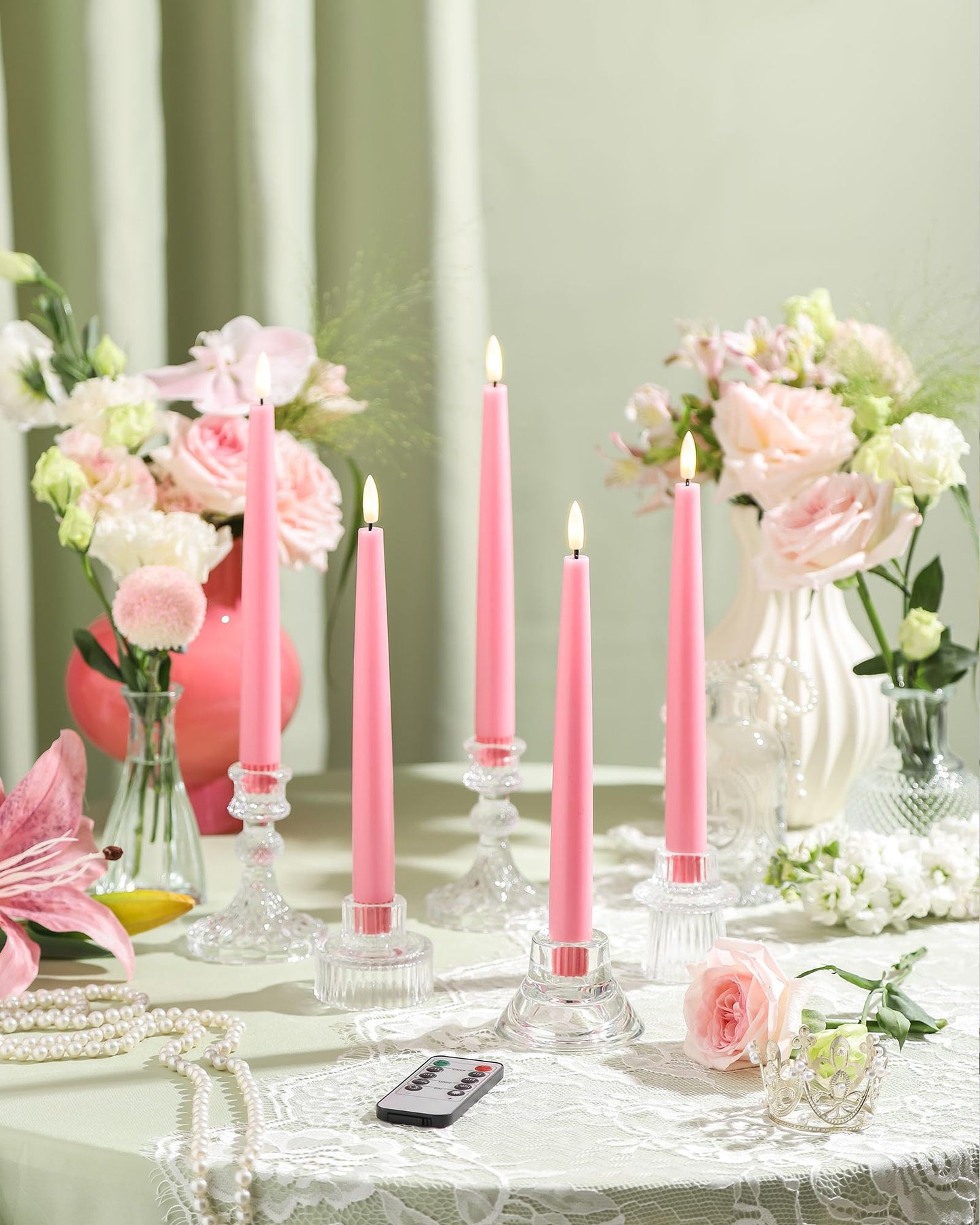 Black Wax Drip Flameless Taper Candles – Set of 6 LED Candles with Remote Control