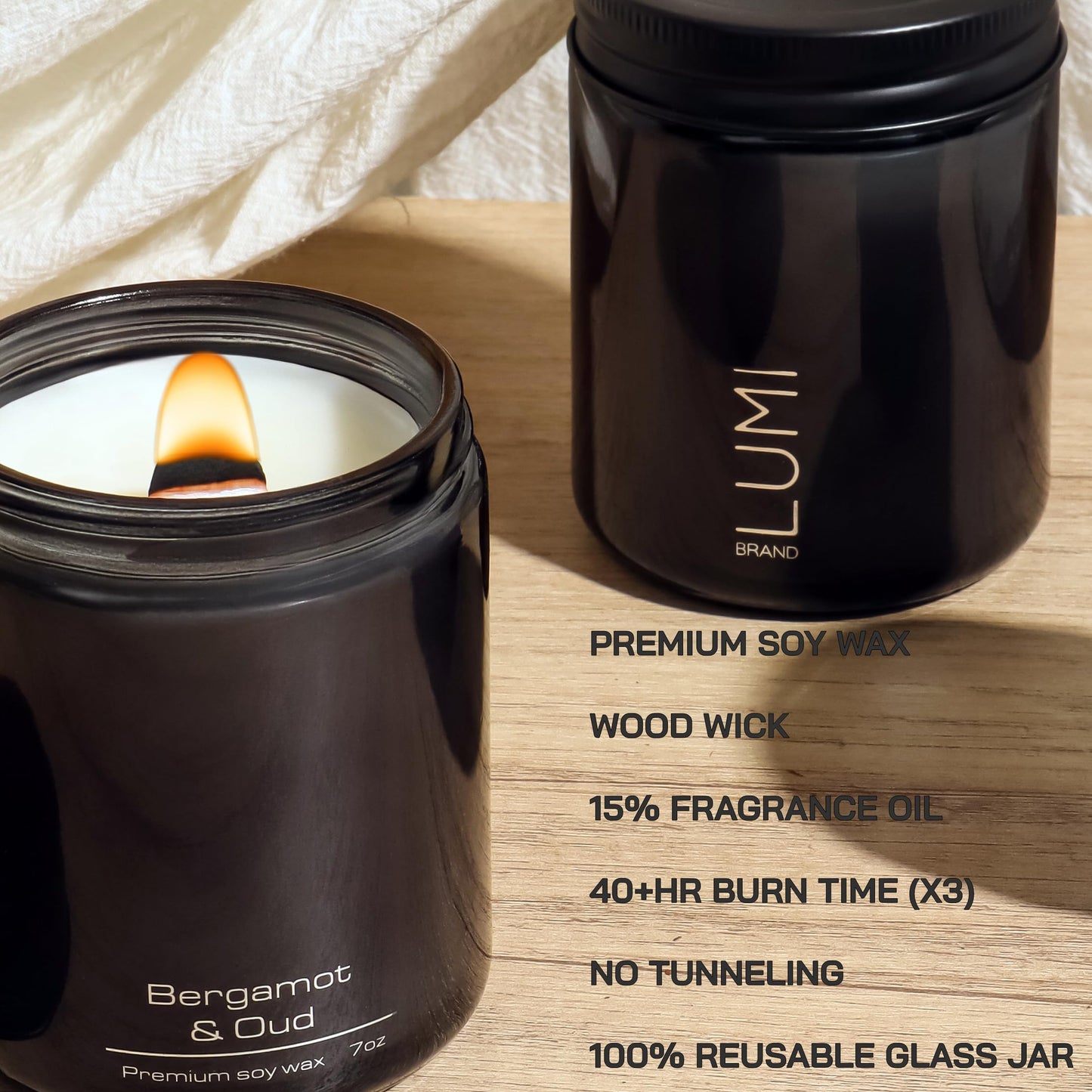 Luxury Scented Soy Candle Set – Canadian Cedar, Black Amber & Sandalwood (3-Pack)