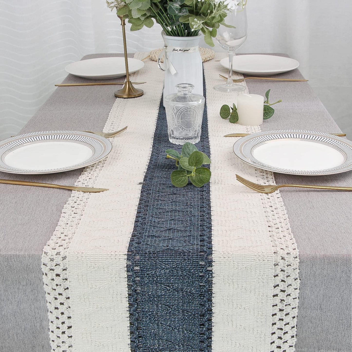 Boho Macrame Table Runner - Rustic Farmhouse Decor for Dining, Events & Holidays