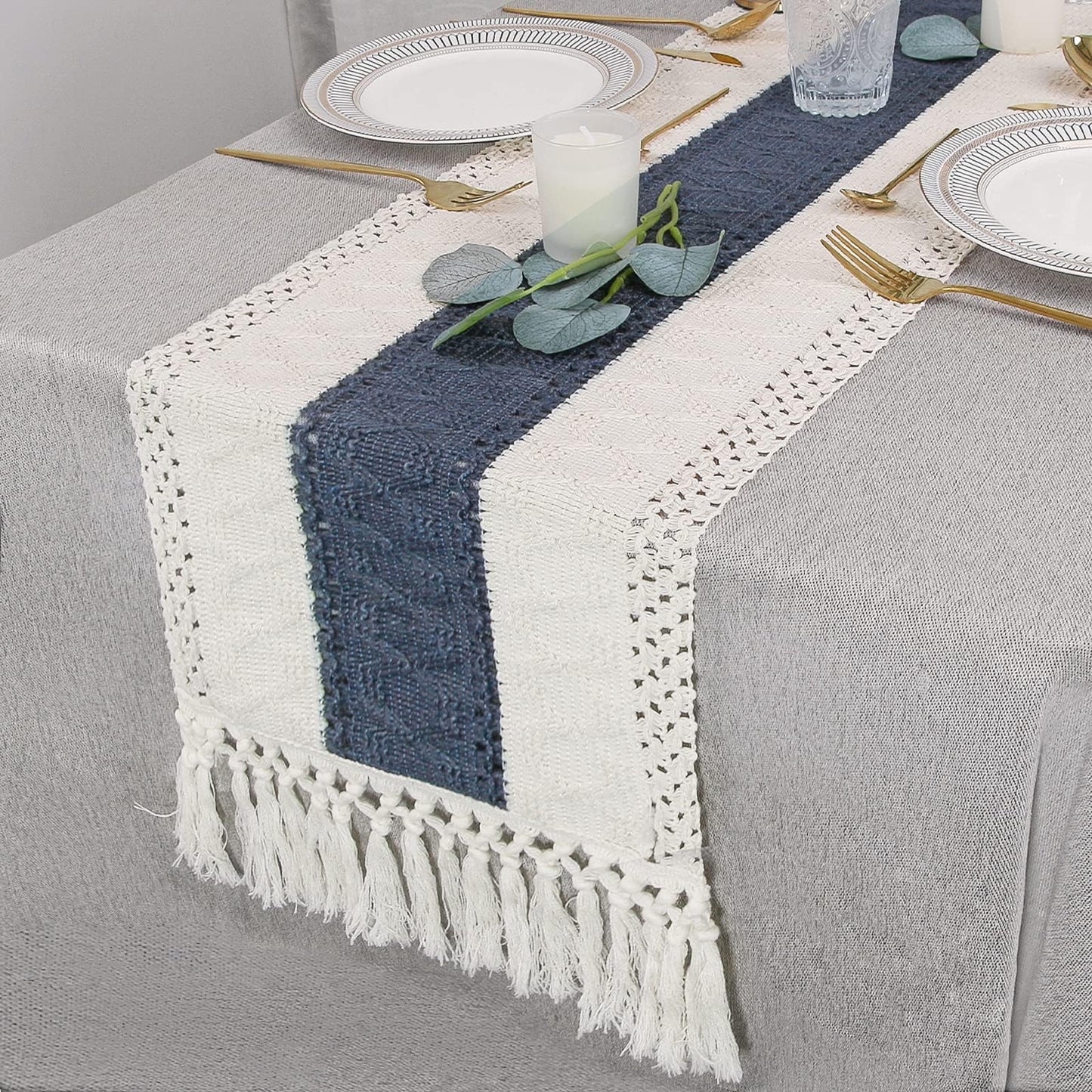 Boho Macrame Table Runner - Rustic Farmhouse Decor for Dining, Events & Holidays