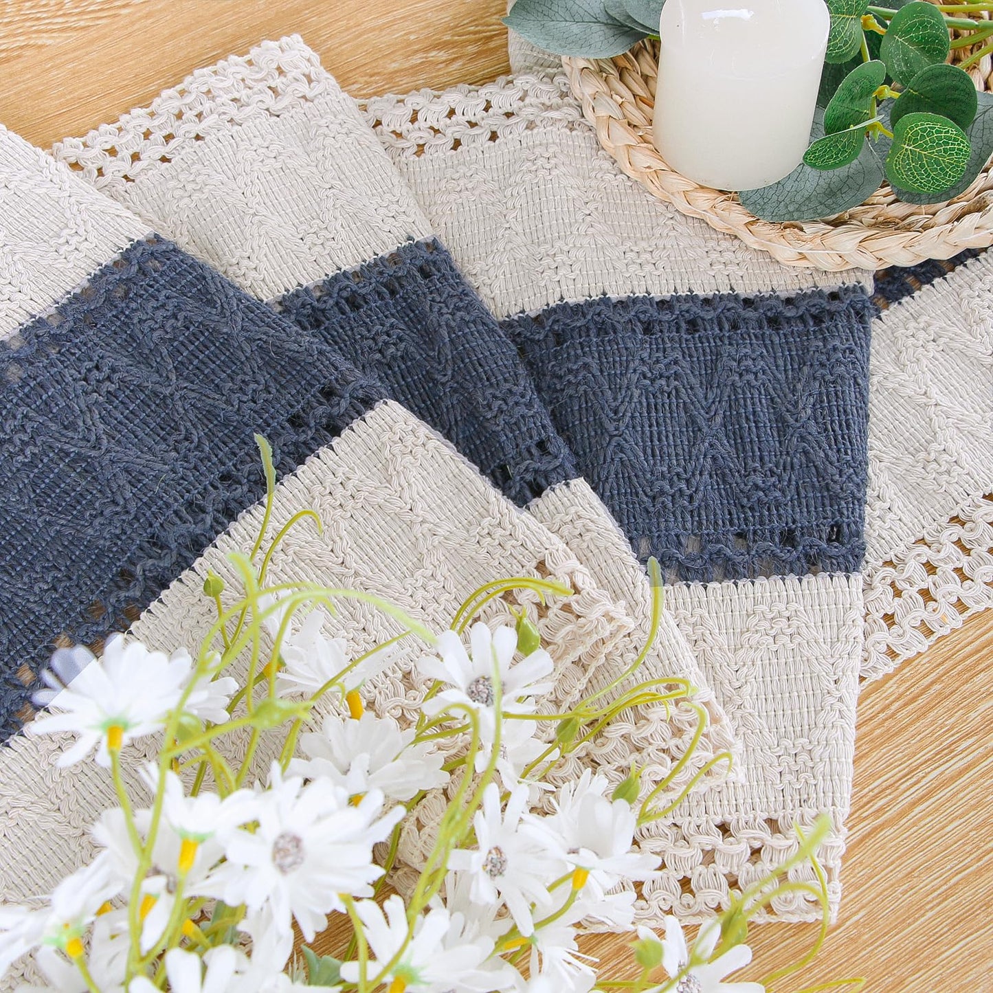 Boho Macrame Table Runner - Rustic Farmhouse Decor for Dining, Events & Holidays