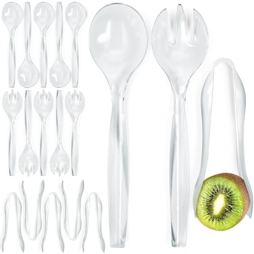 Durable Plastic Serving Utensils Set – 10" Serving Fork, Spoon & 6" Tongs | BPA-Free, Reusable or Disposable | Perfect for Parties, Catering & Events