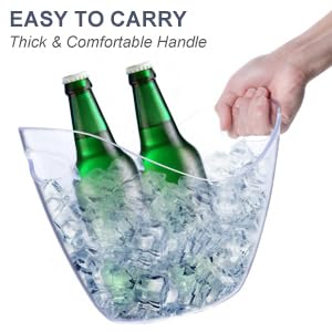Clear Plastic Ice Bucket with Handles – 4L Drink Tub for Wine, Champagne & Beer – Lightweight, Leak-Proof & Easy to Clean