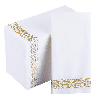 Luxury Disposable Hand Towels – Linen-Feel Paper Guest Napkins for Guest at Weddings, Dinner Parties & Events | Pack of 100