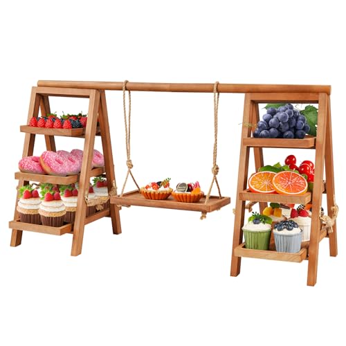 Rustic 3-Tier Wooden Cupcake Stand – Paulownia Wood Dessert Display Tower for Parties, Weddings, Events & Home Entertaining