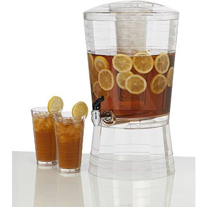 Acrylic Beverage Dispenser with Ice Core & No-Drip Spigot – BPA-Free, Break-Resistant – Made in USA – Ideal for Parties, Events & Home Use