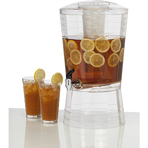 Acrylic Beverage Dispenser with Ice Core & No-Drip Spigot – BPA-Free, Break-Resistant – Made in USA – Ideal for Parties, Events & Home Use