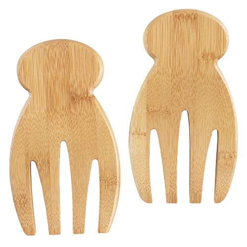 Natural Bamboo Salad Hands – Eco-Friendly Salad Tossers with Thumb Grip | Durable, Non-Slip Salad Serving Claws for Mixing & Plating