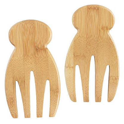 Natural Bamboo Salad Hands – Eco-Friendly Salad Tossers with Thumb Grip | Durable, Non-Slip Salad Serving Claws for Mixing & Plating