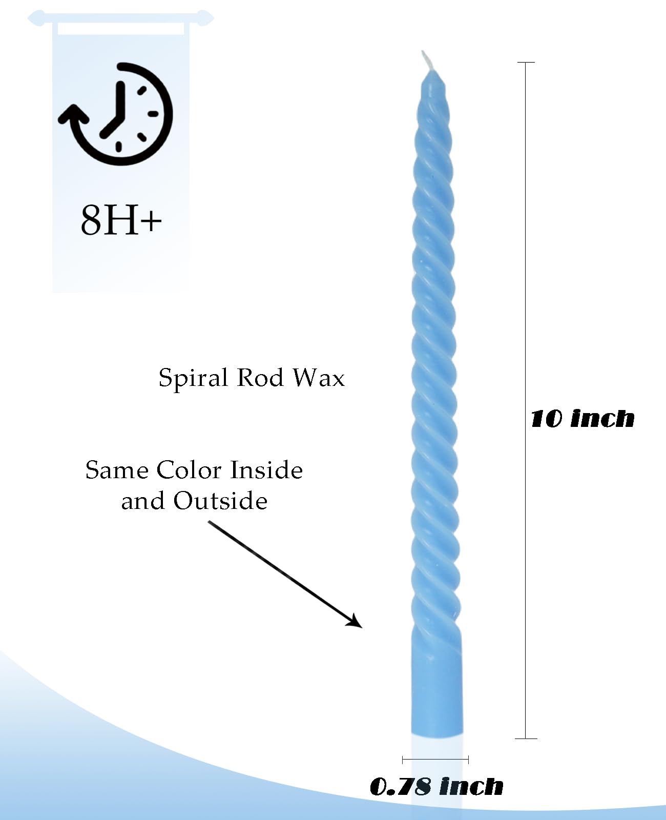 Handmade Spiral Taper Candles – 10" Unscented, Dripless (Set of 4)