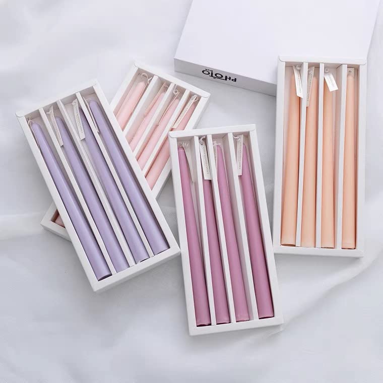 Handmade Spiral Taper Candles – 10" Unscented, Dripless (Set of 4)