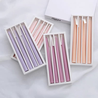 Handmade Spiral Taper Candles – 10" Unscented, Dripless (Set of 4)