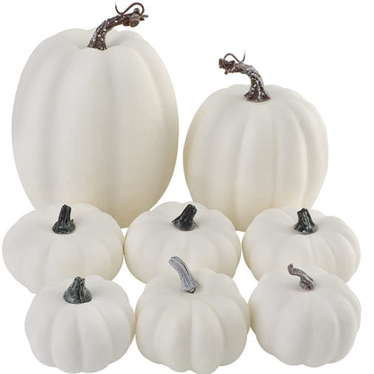 White & Gold Artificial Harvest Pumpkins – 16-Piece Fall Décor Set