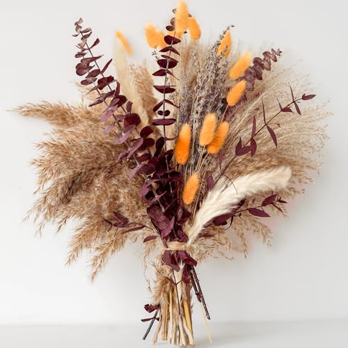Autumn Dried Flower Bouquet – Pampas Grass, Bunny Tails, Lavender & Red Eucalyptus